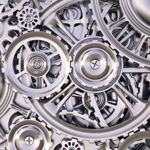 用鋒利的光和黑色環(huán)境 3d 這機械齒輪